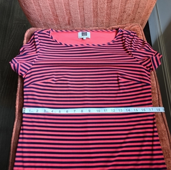 Laundry By Design Red & Navy Striped Short Sleeve Shift Dress Sz. S - Picture 10 of 10